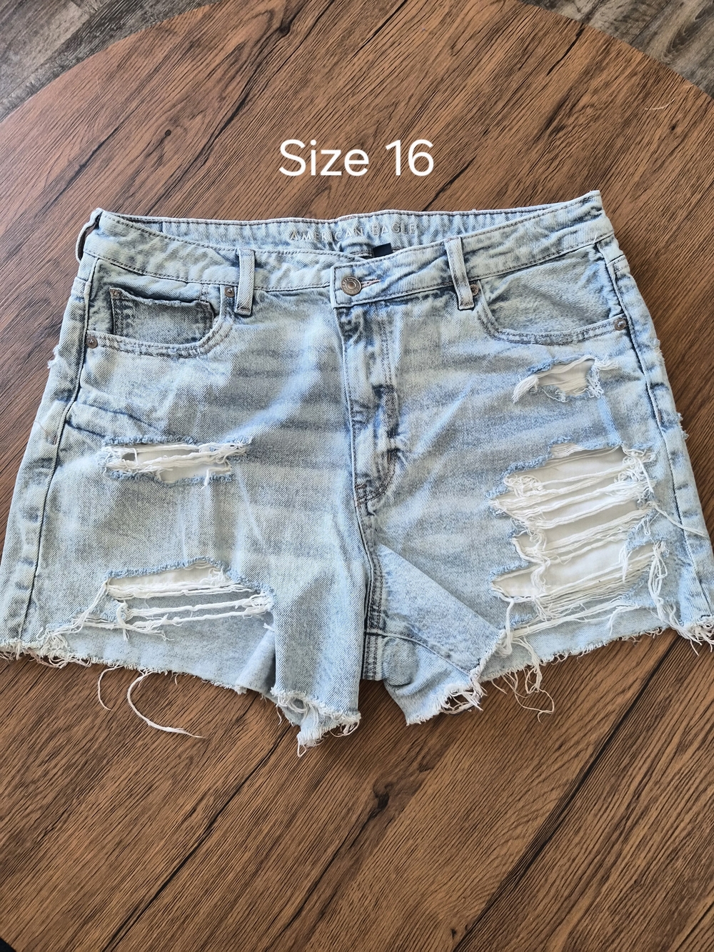 American Eagle Outfitters Light Blue Distressed Denim Shorts